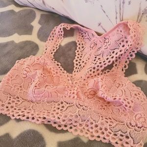 Pink lace bralette